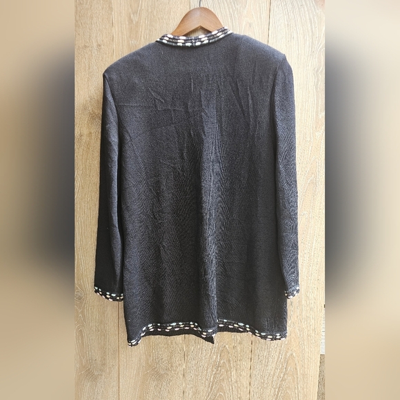 St. John Black Jacket with Embroidered Pink And Blue Trim Business Professional - Picture 4 of 6